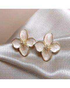 Korean Women Retro Drip Glaze Red Flower Earrings For Delicate Luxury Couple