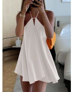 Off Shoulder Dresses Women's Elegant Sleeveless Hollow Out Beach Dress Backless
