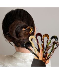 U-Shaped Hair Fork Tortoiseshell Acetate Acrylic Hairpin Geometric Headwear