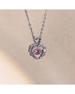 Korean Sweet Heart Shaped Necklace For Women Crystal Zircon Pendant Clavicle