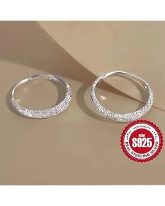 Pure Silvery Earrings For Women Frosted Sparkling Starry Circle Valentine's