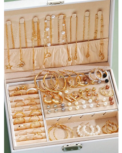 86pcs/Set Elegant Pearl Earrings Multi-Layered Necklace Ear Studs Rings 4-In-1